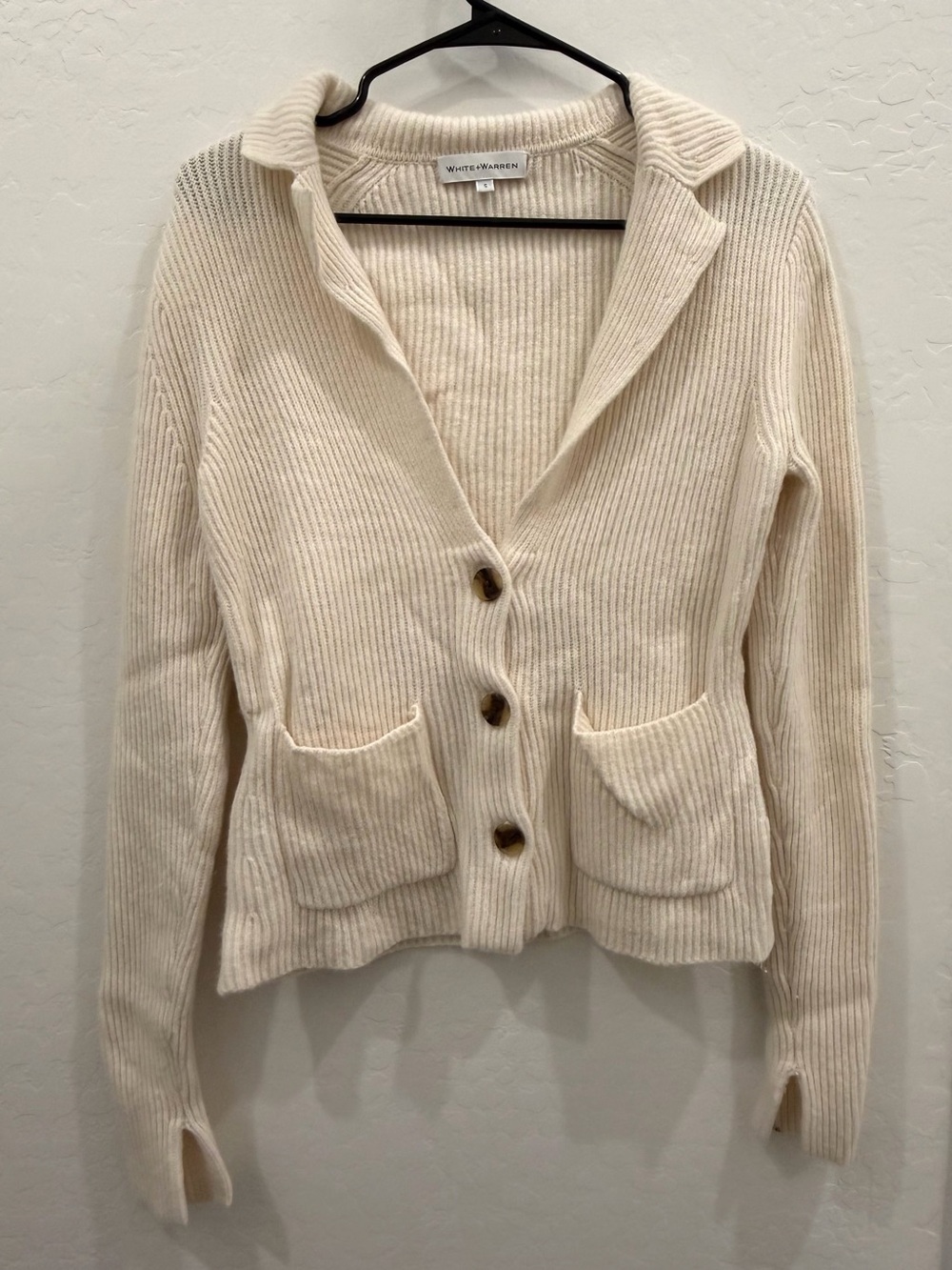 White + Warren - Sustainable Cotton Knit Blazer in Cream Size Small